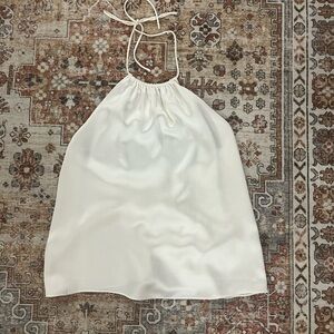 Alice + Olivia Cream Silk Halter Top
